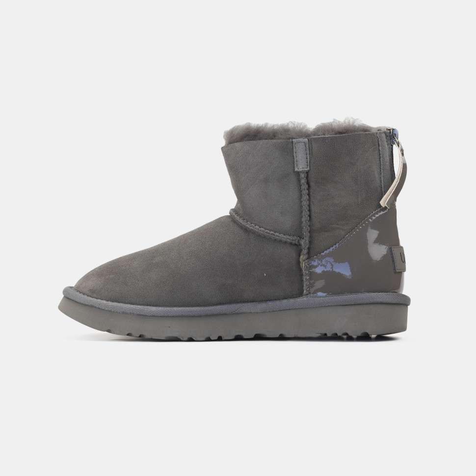 Жіночі UGG Сірі Замша з Лак Пяткой Short ZIP Grey Lacquer Suede — фото 5