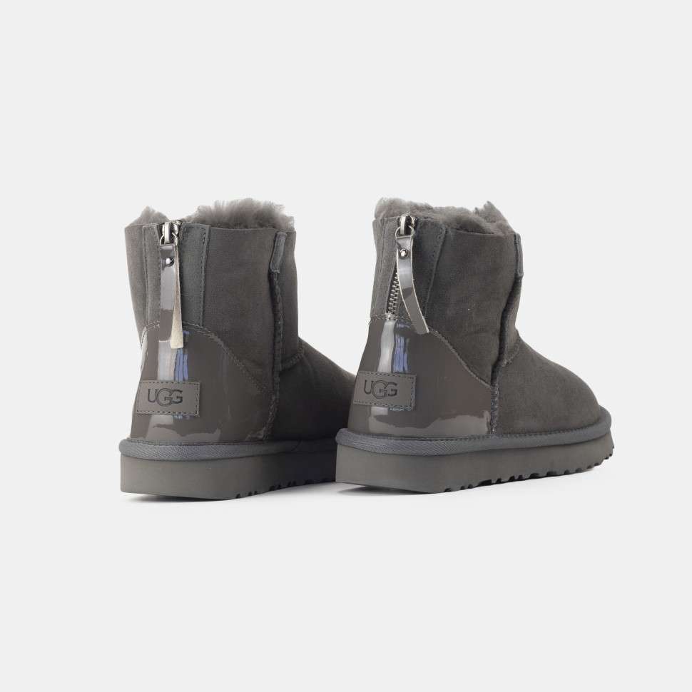 Жіночі UGG Сірі Замша з Лак Пяткой Short ZIP Grey Lacquer Suede — фото 6