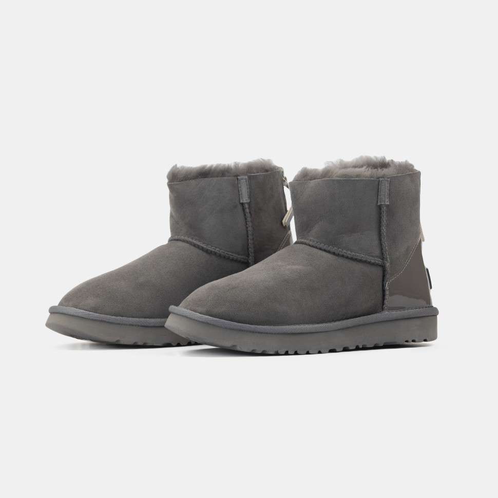 Жіночі UGG Сірі Замша з Лак Пяткой Short ZIP Grey Lacquer Suede — фото 7