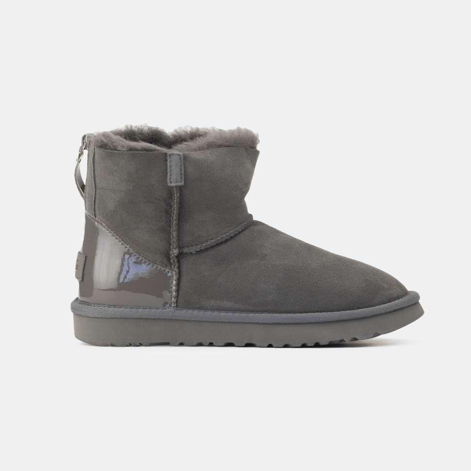 Жіночі UGG Сірі Замша з Лак Пяткой Short ZIP Grey Lacquer Suede — фото 8
