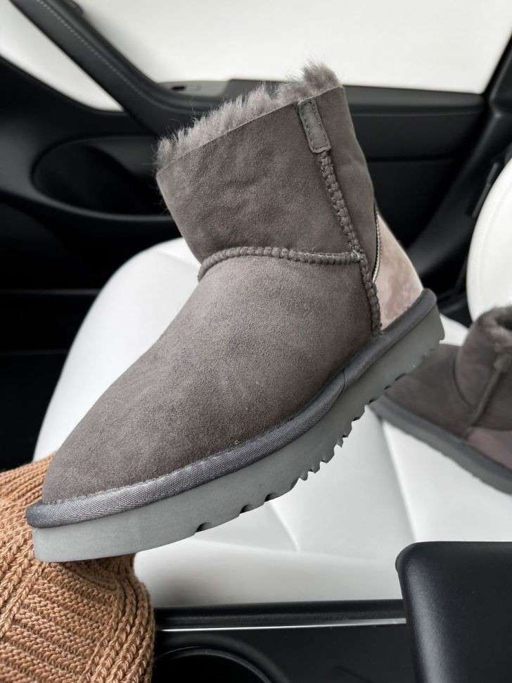 Жіночі UGG Сірі з Лак Пяткою Short ZIP Grey Lacquer Suede — фото 8