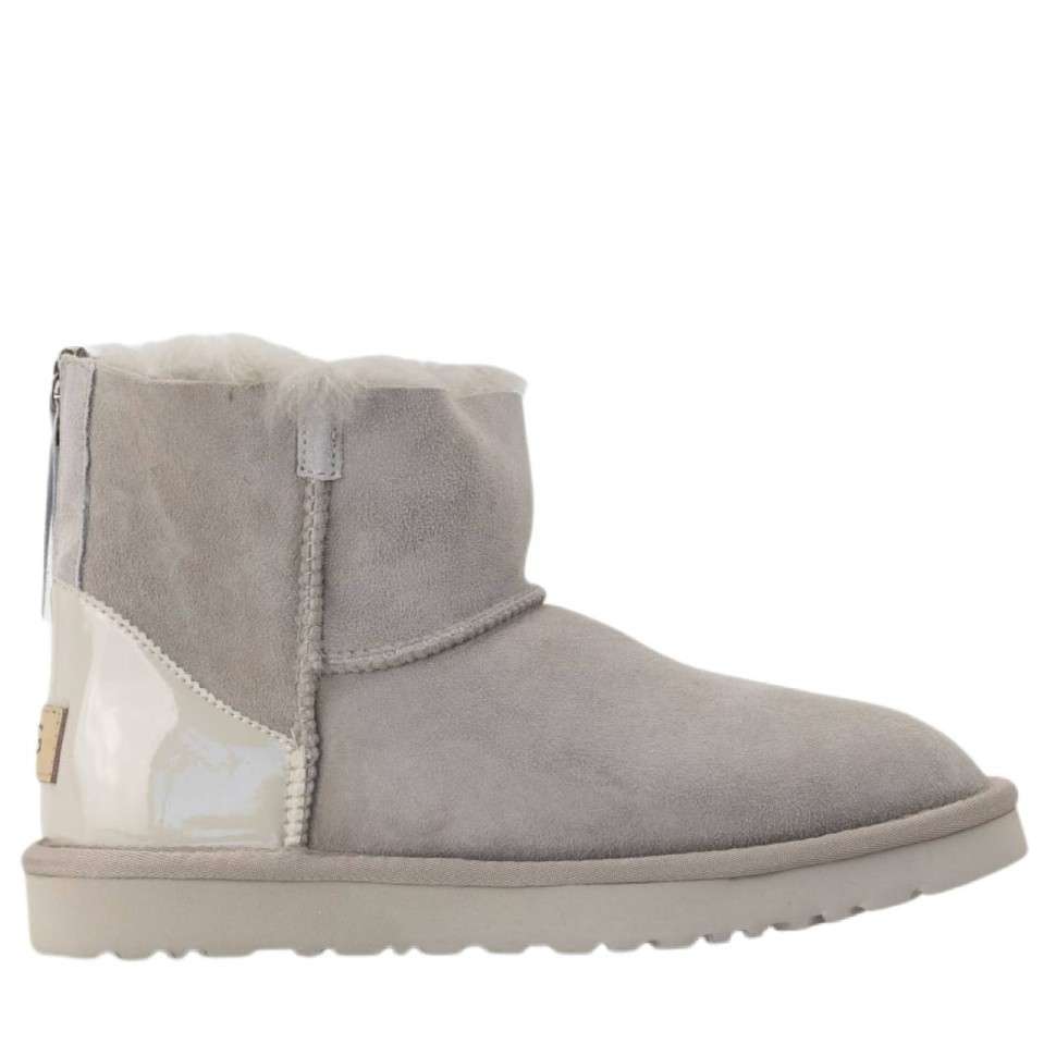 Жіночі UGG Міні Замш Світло Сірі Змійка Classic Mini Light Grey Zipper Suide