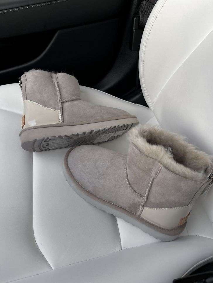 Жіночі UGG Міні Замш Світло Сірі Змійка Classic Mini Light Grey Zipper Suide — фото 11