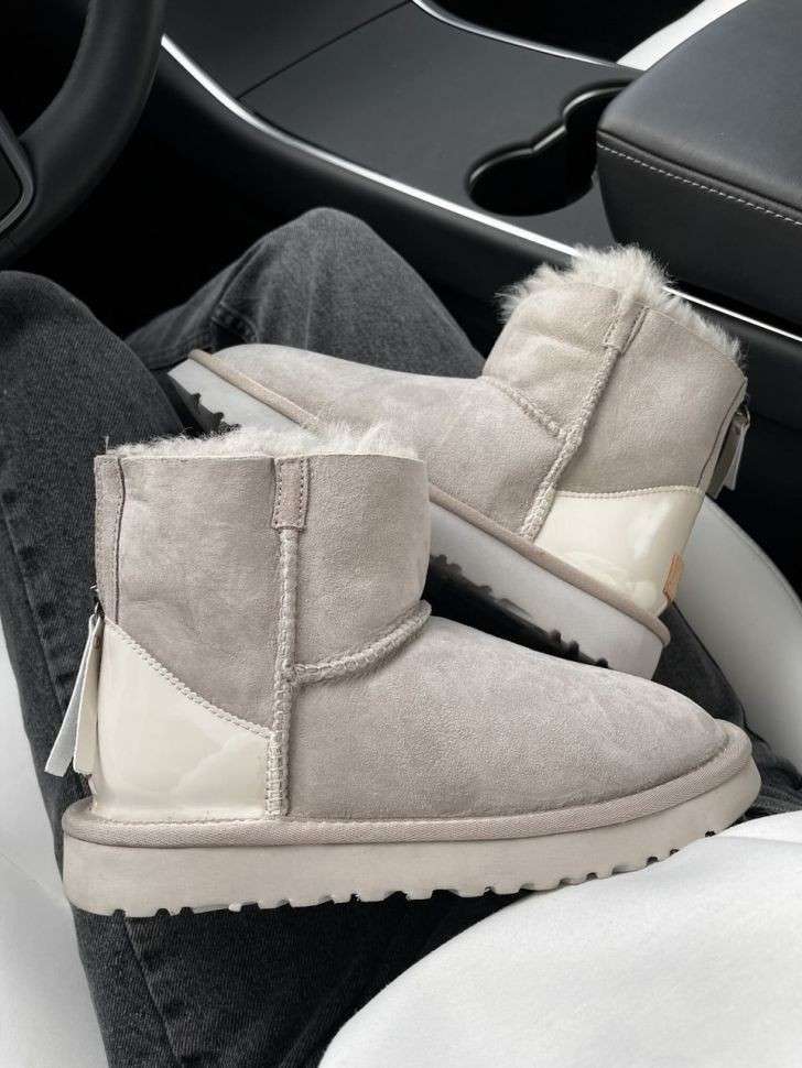 Жіночі UGG Міні Замш Світло Сірі Змійка Classic Mini Light Grey Zipper Suide — фото 14