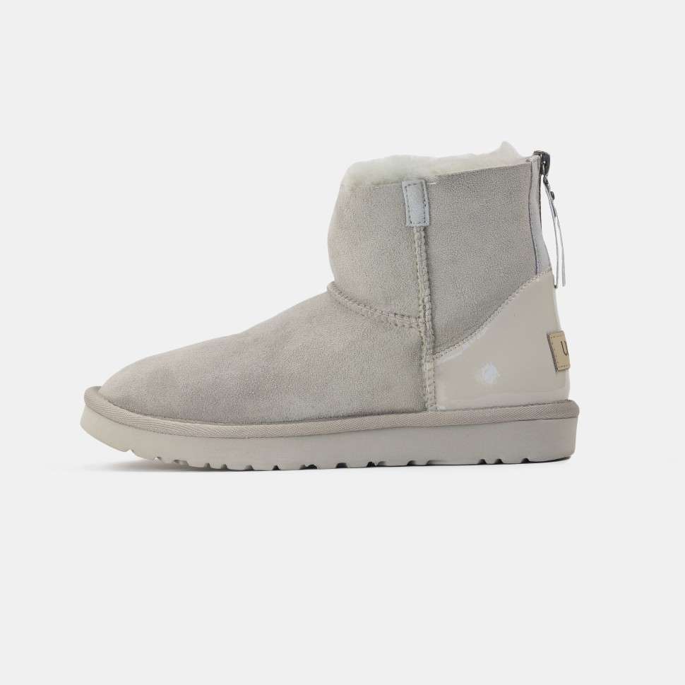 Жіночі UGG Міні Замш Світло Сірі Змійка Classic Mini Light Grey Zipper Suide — фото 3