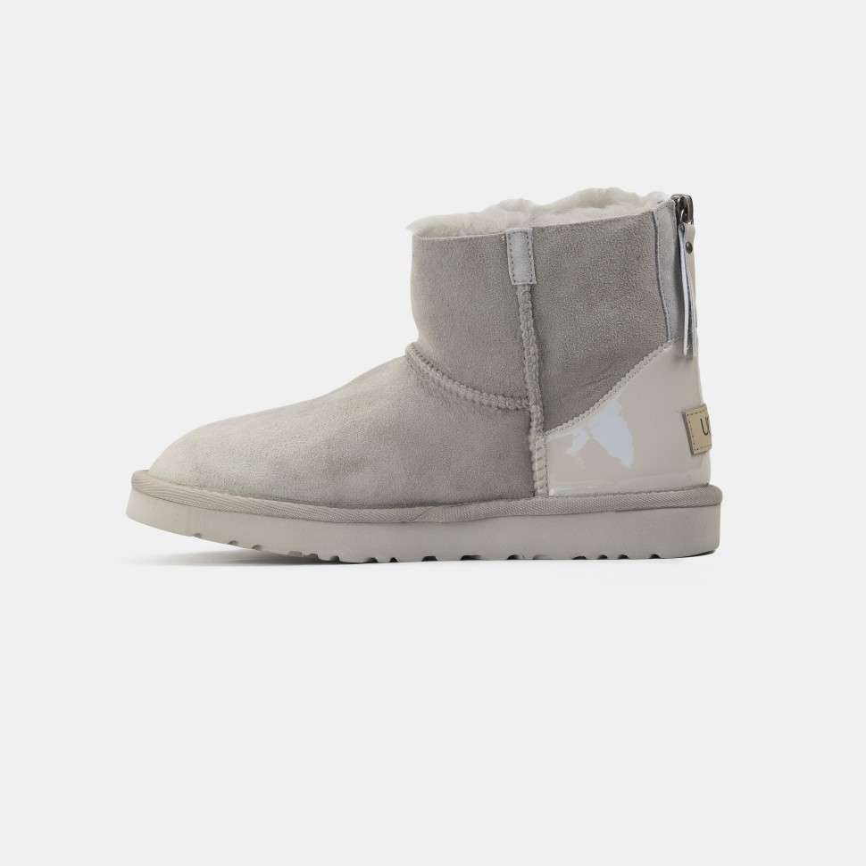Жіночі UGG Міні Замш Світло Сірі Змійка Classic Mini Light Grey Zipper Suide — фото 4