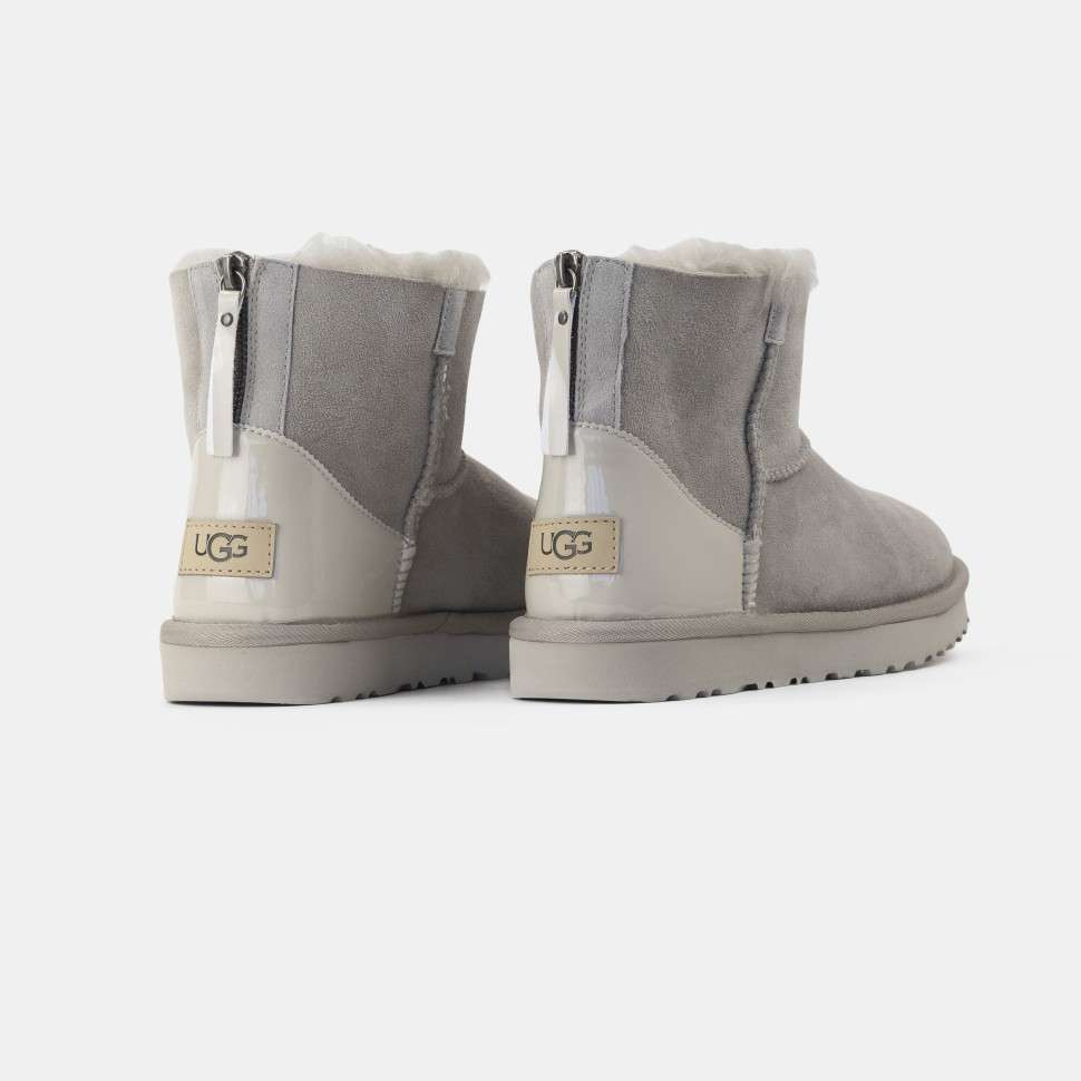 Жіночі UGG Міні Замш Світло Сірі Змійка Classic Mini Light Grey Zipper Suide — фото 5