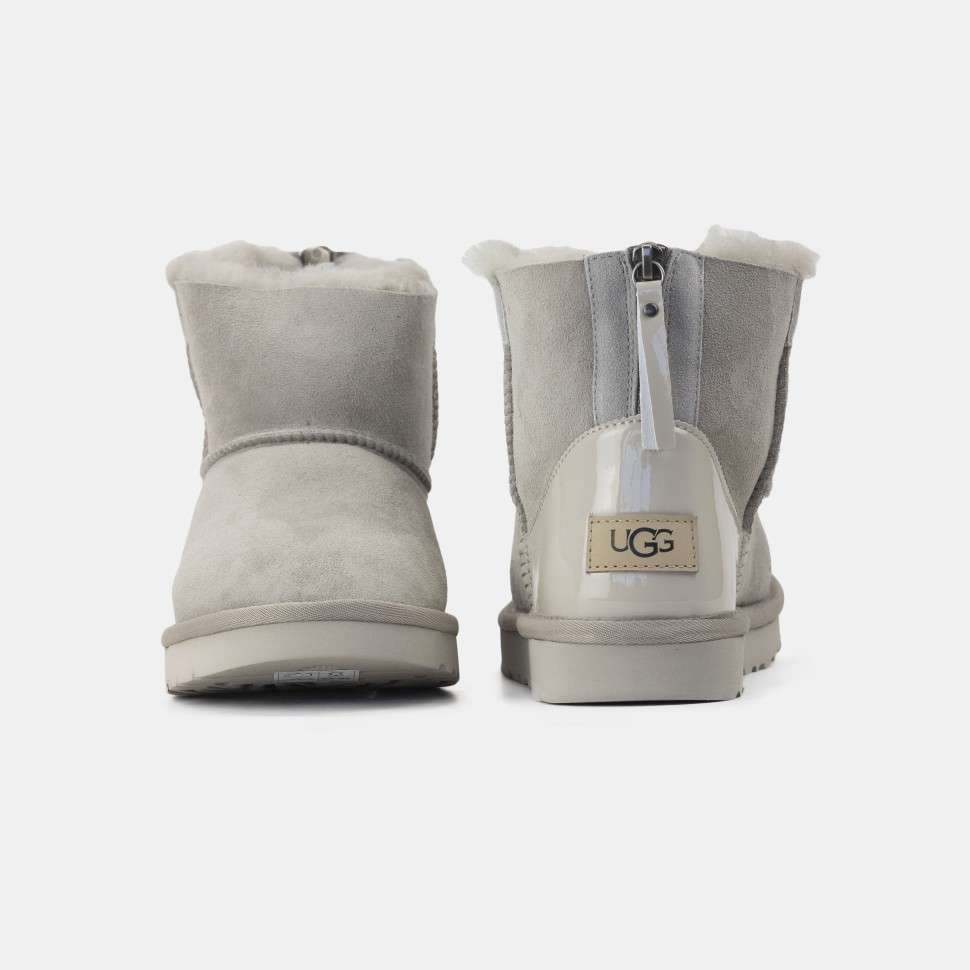 Жіночі UGG Міні Замш Світло Сірі Змійка Classic Mini Light Grey Zipper Suide — фото 7