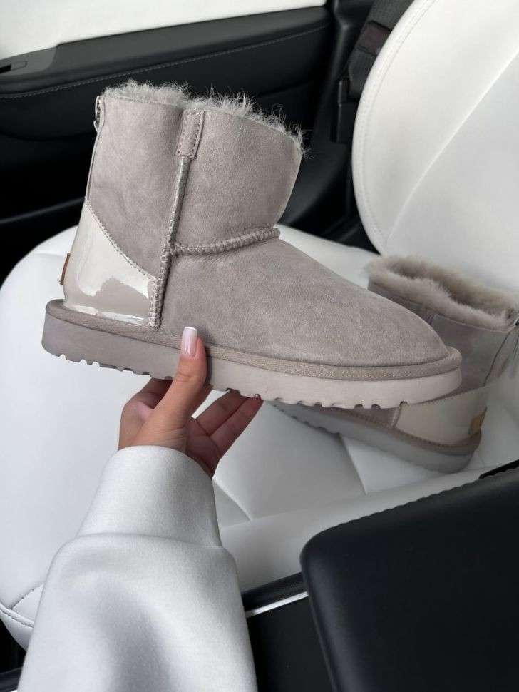 Жіночі UGG Міні Замш Світло Сірі Змійка Classic Mini Light Grey Zipper Suide — фото 10