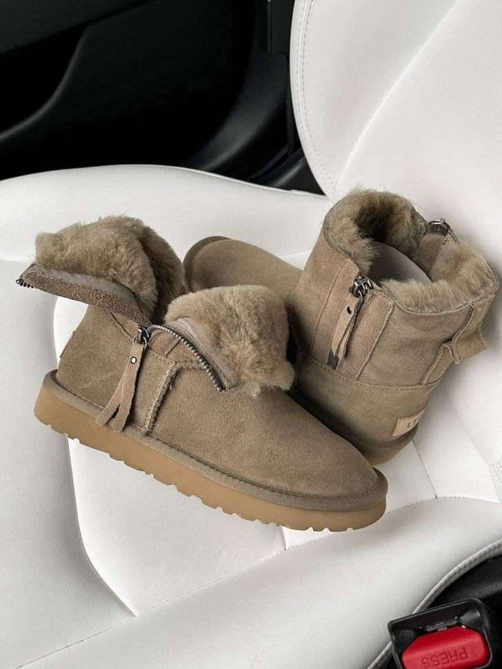 Жіночі UGG Міні Хакі Замша з Змійкою Zip Mini Khaki Suede — фото 12