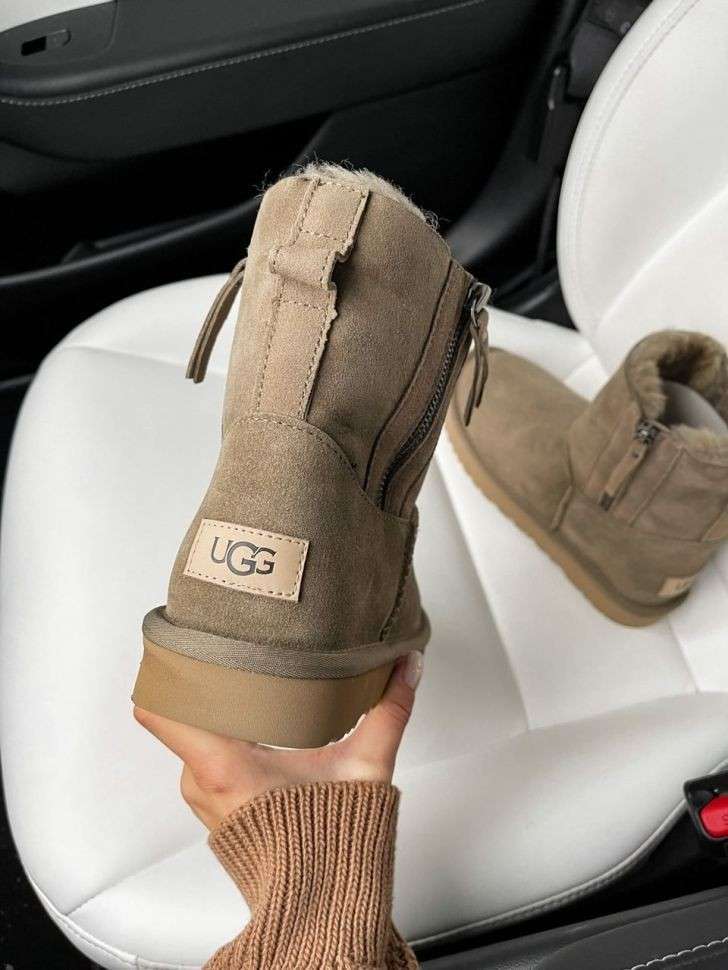 Жіночі UGG Міні Хакі Замша з Змійкою Zip Mini Khaki Suede — фото 6