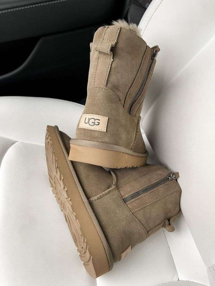 Жіночі UGG Міні Хакі Замша з Змійкою Zip Mini Khaki Suede — фото 7