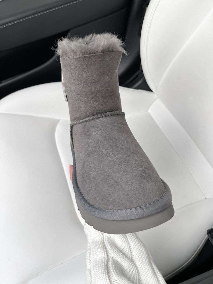Жіночі UGG Замш з Лак Пяткою та Змійкою Short ZIP Grey 2 Lacquer — фото 6