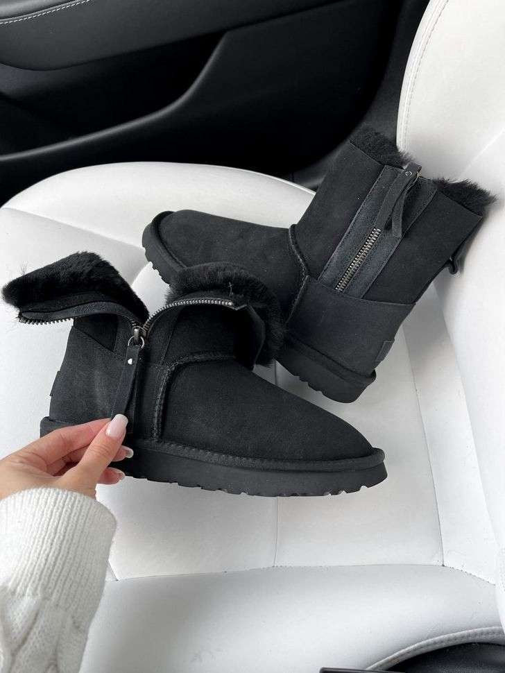 Жіночі UGG Міні Замша з Змійкою Mini Australia Zip Black Suede — фото 6