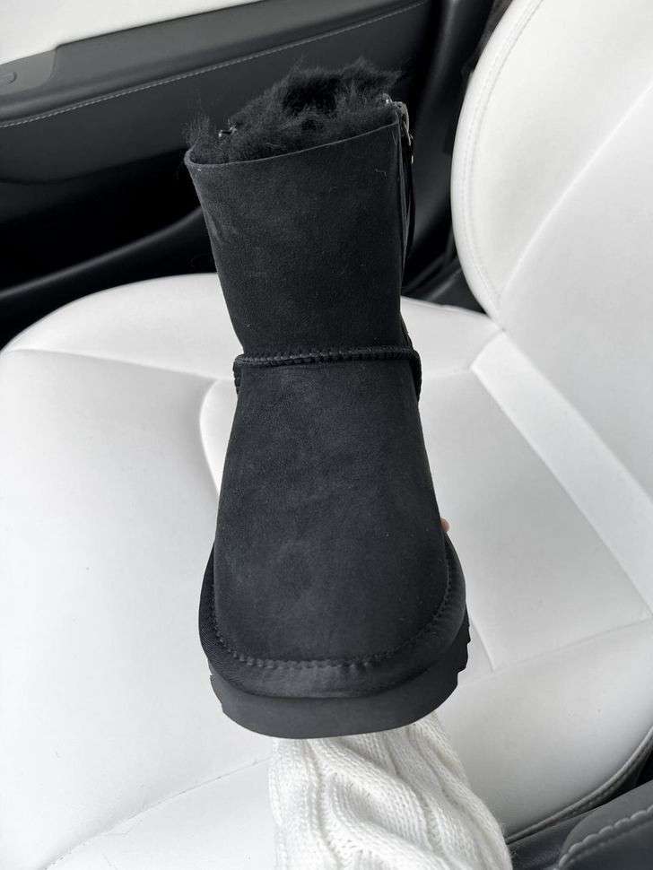 Жіночі UGG Міні замш з Змікою та Лак Пяткою Short ZIP Black Lacquer — фото 5