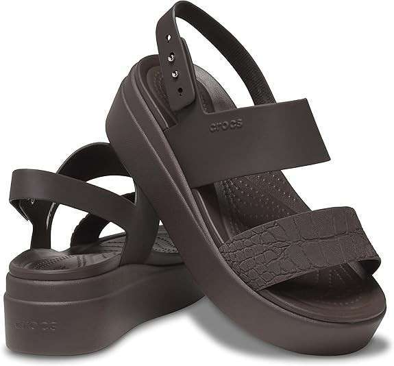 Жіночі сандалі Crocs Brooklyn Croco Low Wedge Espresso — фото 1