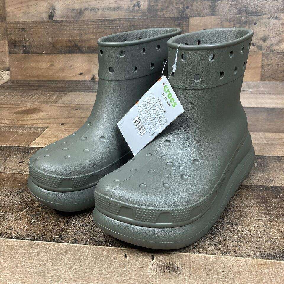 Жіночі гумові чоботи Crocs Crush Rain Boot Dusty Olive — фото 11