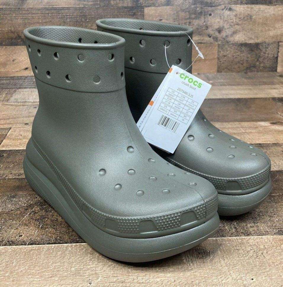 Жіночі гумові чоботи Crocs Crush Rain Boot Dusty Olive — фото 4