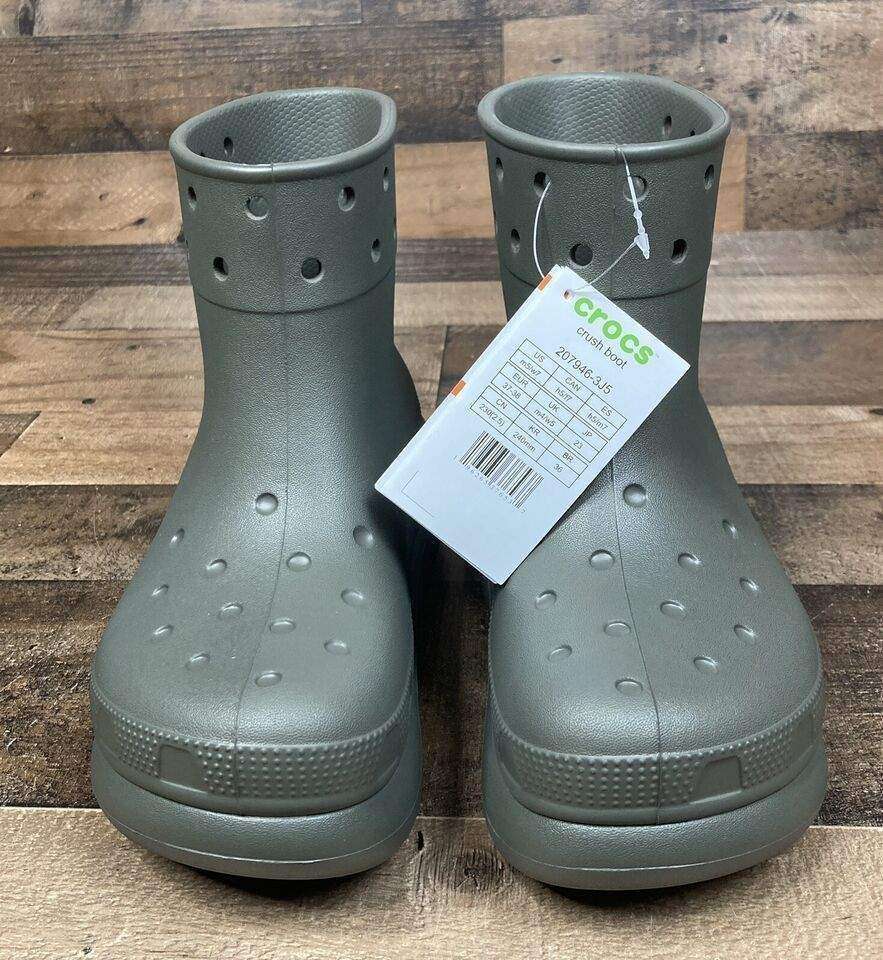 Жіночі гумові чоботи Crocs Crush Rain Boot Dusty Olive — фото 10
