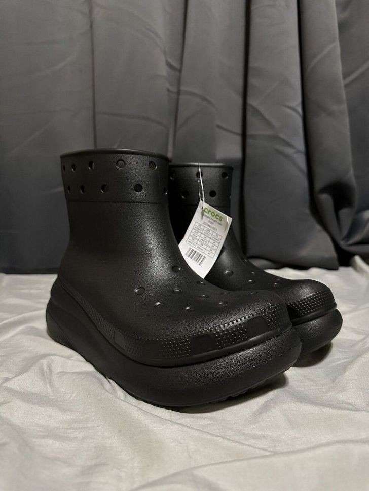Жіночі гумові чоботи Crocs crush rain boot black — фото 7