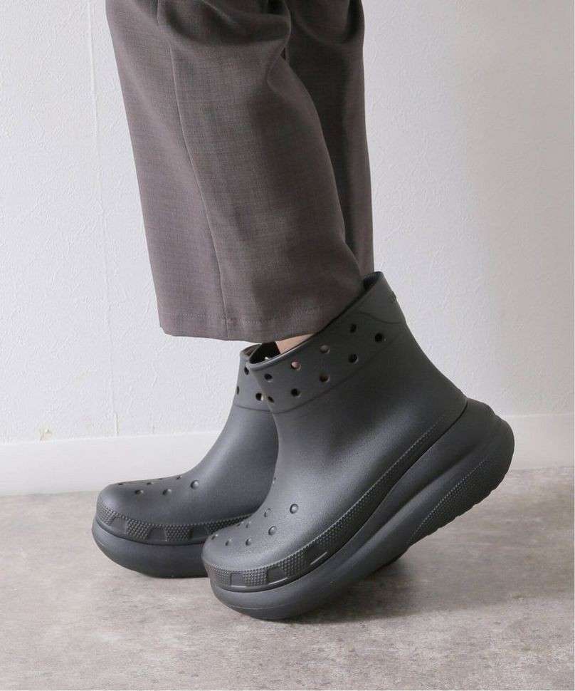 Жіночі гумові чоботи Crocs crush rain boot black — фото 8
