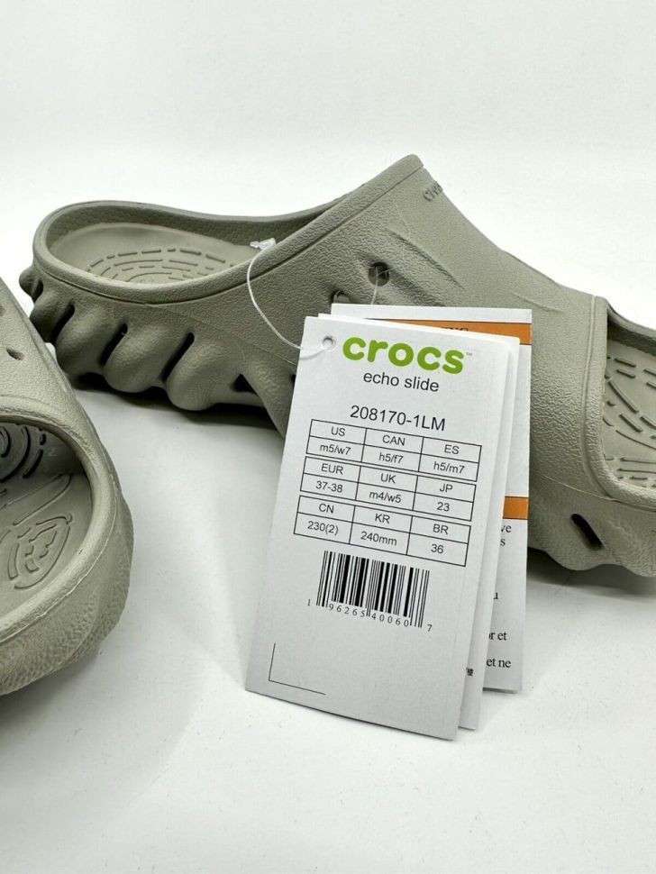 Чоловічі шльопанці Crocs Echo Slide Elephant Grey — фото 7