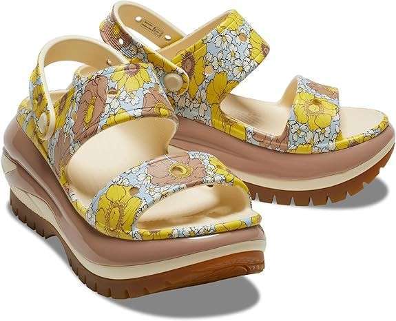 Жіночі Сандалі Crocs Mega Crush Retro Floral Sandal Vanilla\Cork