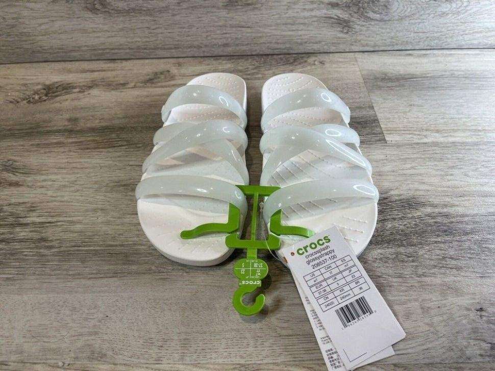 Жіночі шльопанці Crocs Splash Glossy Strappy Slide White — фото 7