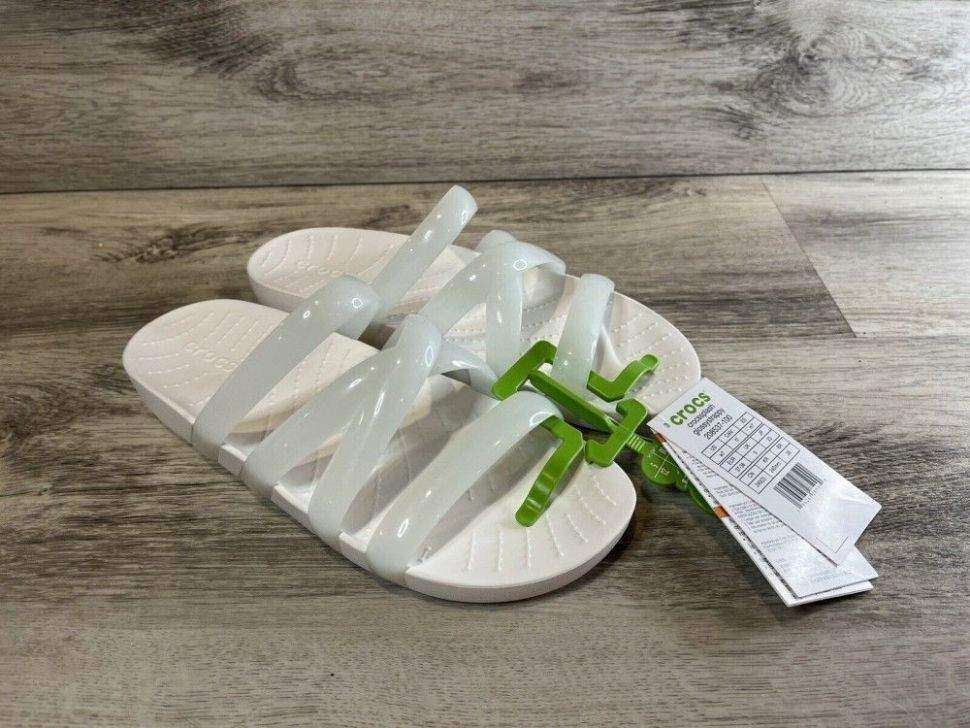 Жіночі шльопанці Crocs Splash Glossy Strappy Slide White — фото 9