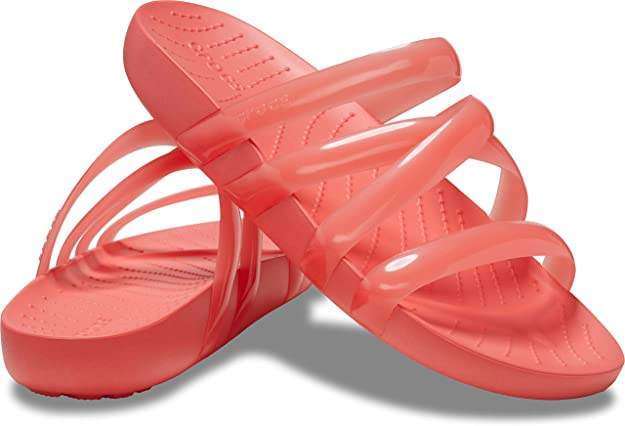 Жіночі шльопанці Crocs Splash Glossy Strappy Sandal Neon Watermelon — фото 1