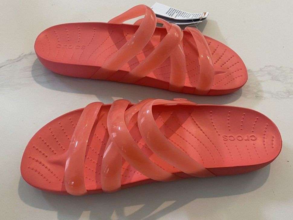 Жіночі шльопанці Crocs Splash Glossy Strappy Sandal Neon Watermelon — фото 6