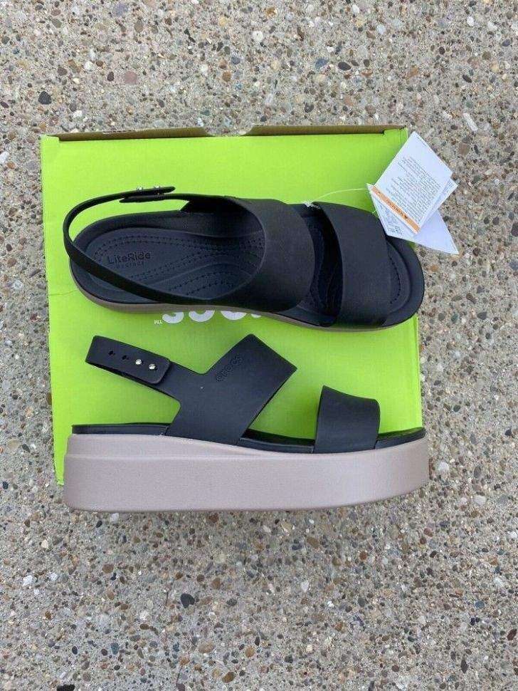 Жіночі Сандалі Crocs Brooklyn Low Wedge Black / Mushroom — фото 7