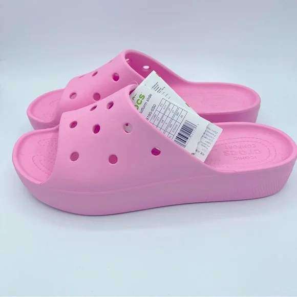 Жіночі шльопанці Crocs Classic Platform Slide Pink Flamingo — фото 11