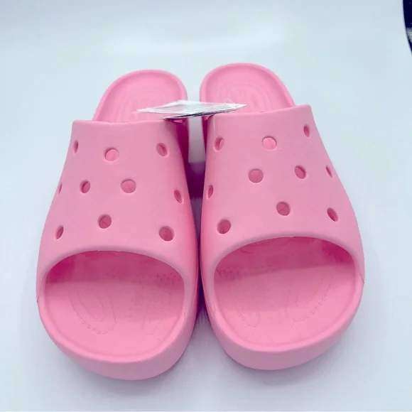 Жіночі шльопанці Crocs Classic Platform Slide Pink Flamingo — фото 9