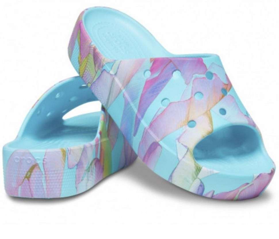 Жіночі шльопанці Crocs Classic Platform Slide Neptune/Multi