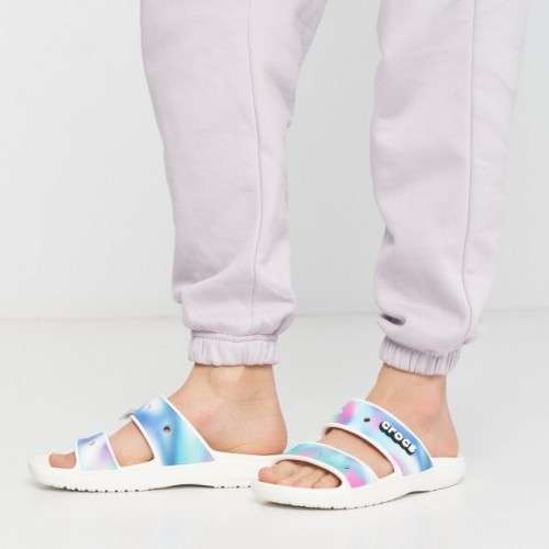 Чоловічі шльопанці Crocs Classic Retro Resort Sandal Wooden White multi — фото 13