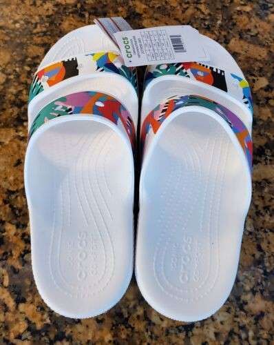 Чоловічі шльопанці Crocs Classic Retro Resort Sandal Wooden White multi — фото 4