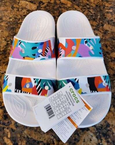 Чоловічі шльопанці Crocs Classic Retro Resort Sandal Wooden White multi — фото 6