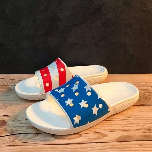 Чоловічі Crocs Слайд Білі Американські Classic American Flag Slide — фото 8