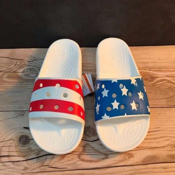 Чоловічі Crocs Слайд Білі Американські Classic American Flag Slide — фото 9