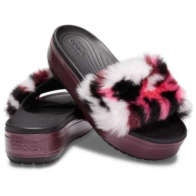 Жіночі шльопанці Crocs Crocband Slide Platform So Luxe Clog Black / Burgundy