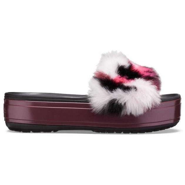Жіночі шльопанці Crocs Crocband Slide Platform So Luxe Clog Black / Burgundy — фото 3