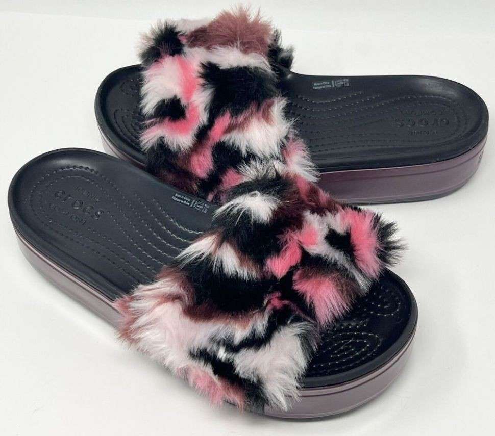 Жіночі шльопанці Crocs Crocband Slide Platform So Luxe Clog Black / Burgundy — фото 7