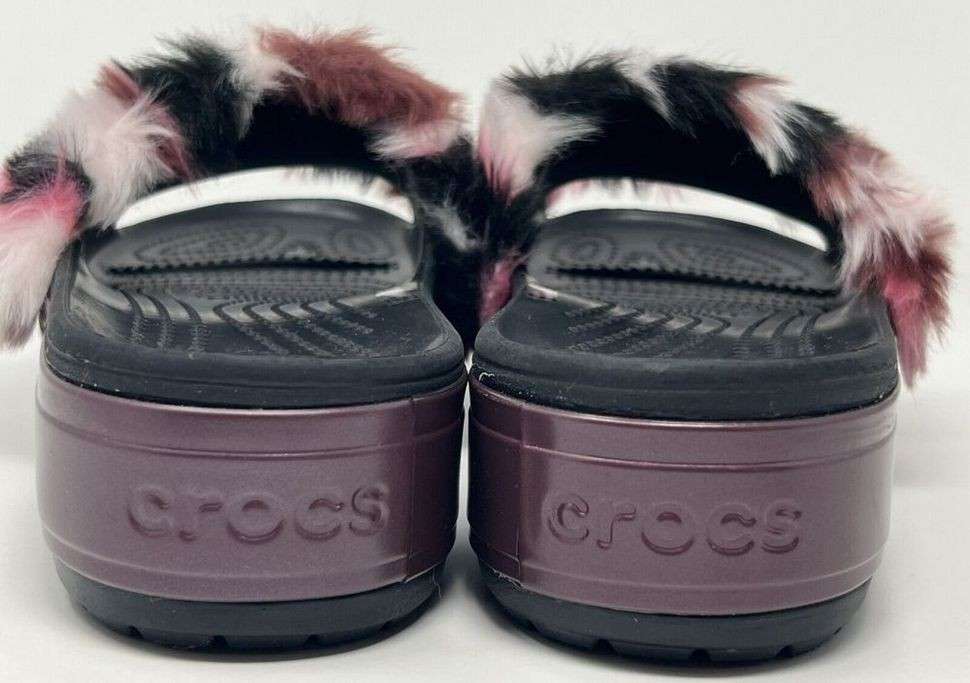 Жіночі шльопанці Crocs Crocband Slide Platform So Luxe Clog Black / Burgundy — фото 8