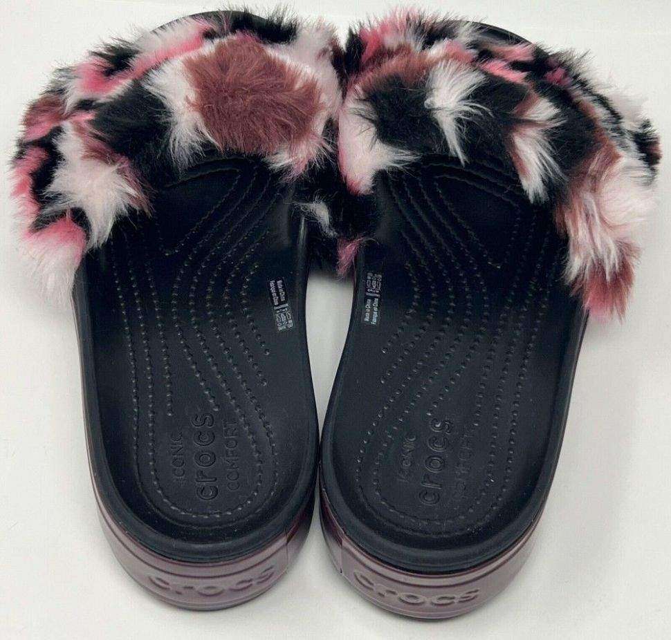 Жіночі шльопанці Crocs Crocband Slide Platform So Luxe Clog Black / Burgundy — фото 9