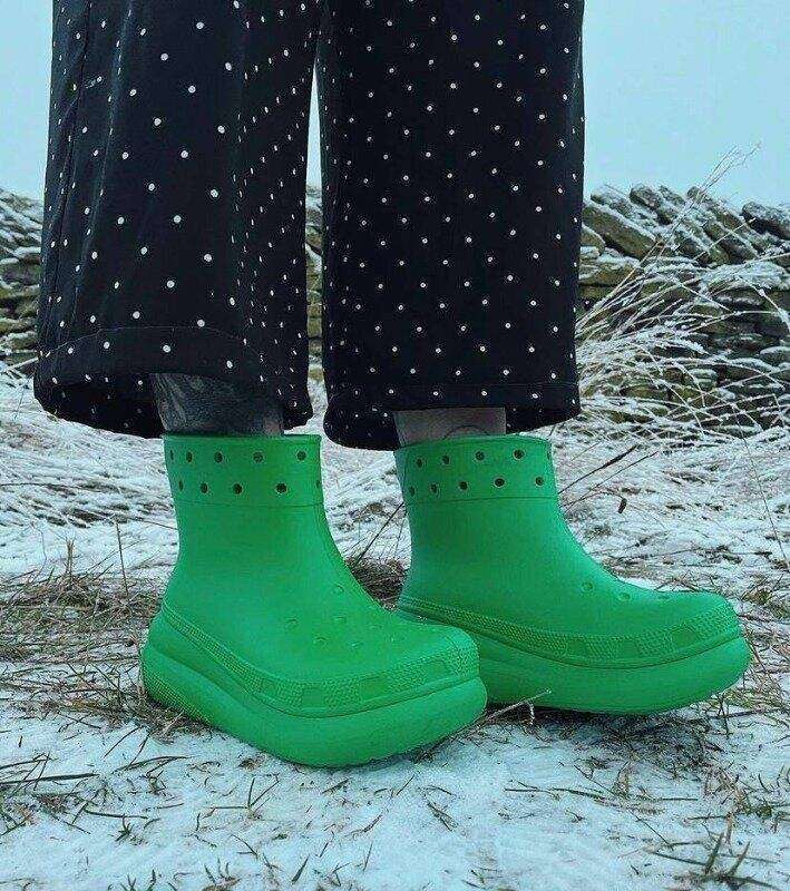 Жіночі гумові чоботи Crocs Crush Rain Boot Grass Green — фото 10