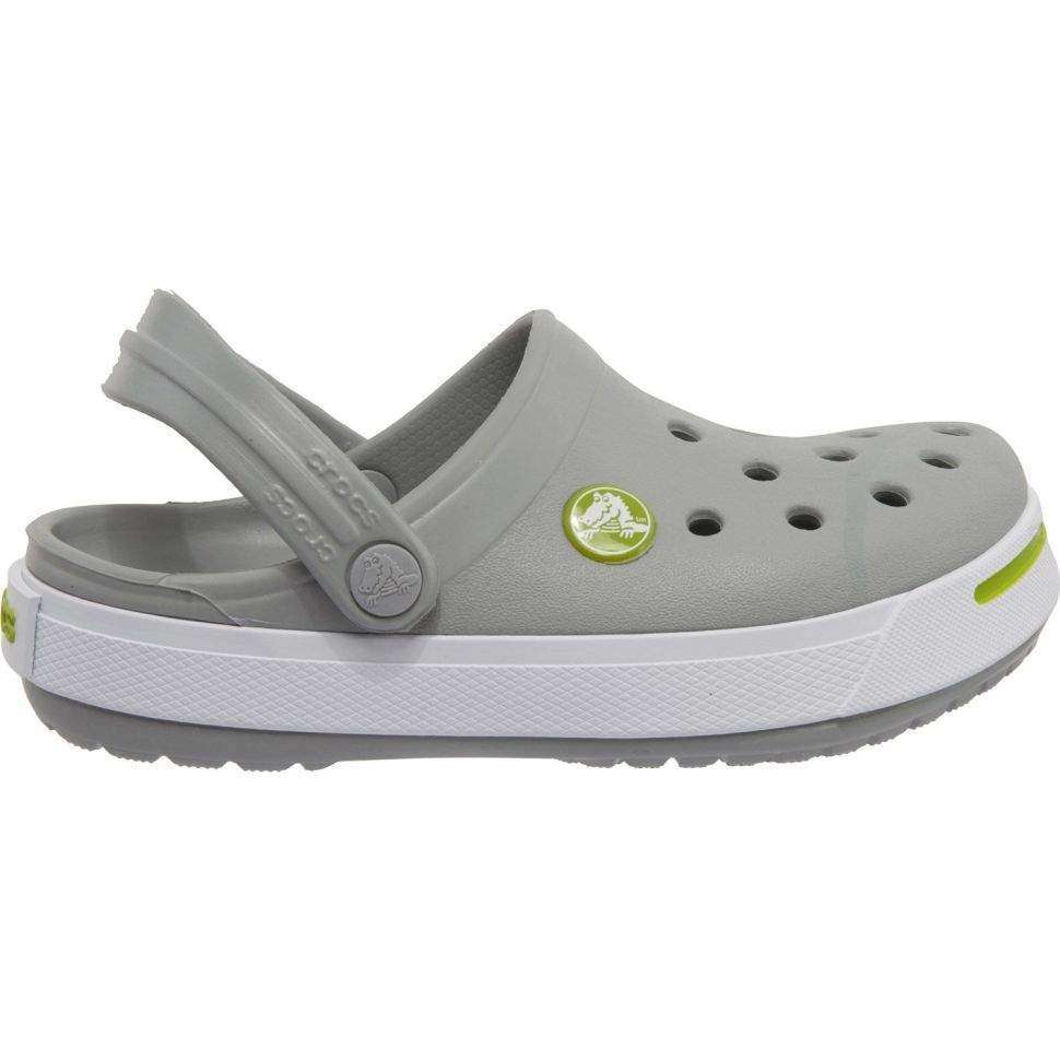 Дитячі Crocs-сабо для хлопчика Crocs Crocband II ClogKids Light Grey/Volt Green — фото 9