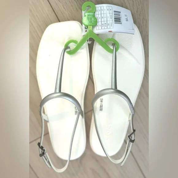 Жіночі сандалі Crocs Miami Thong Flip Metallic Chalk — фото 14