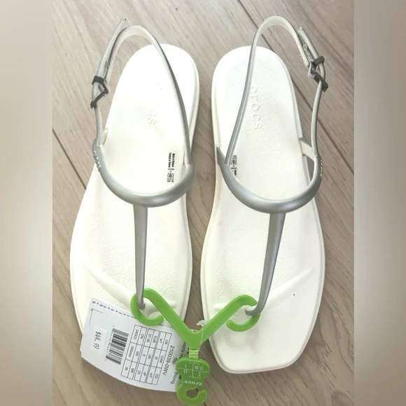 Жіночі сандалі Crocs Miami Thong Flip Metallic Chalk — фото 9