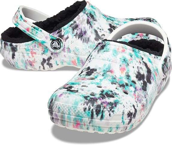 Жіночі Crocs утеплені Classic Lined Tie Dye Clog Pure Water/Multi